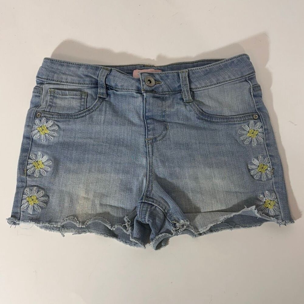 Squeeze Denim Shorts Jean Medium Wash Floral Flowers | Girls Size 12